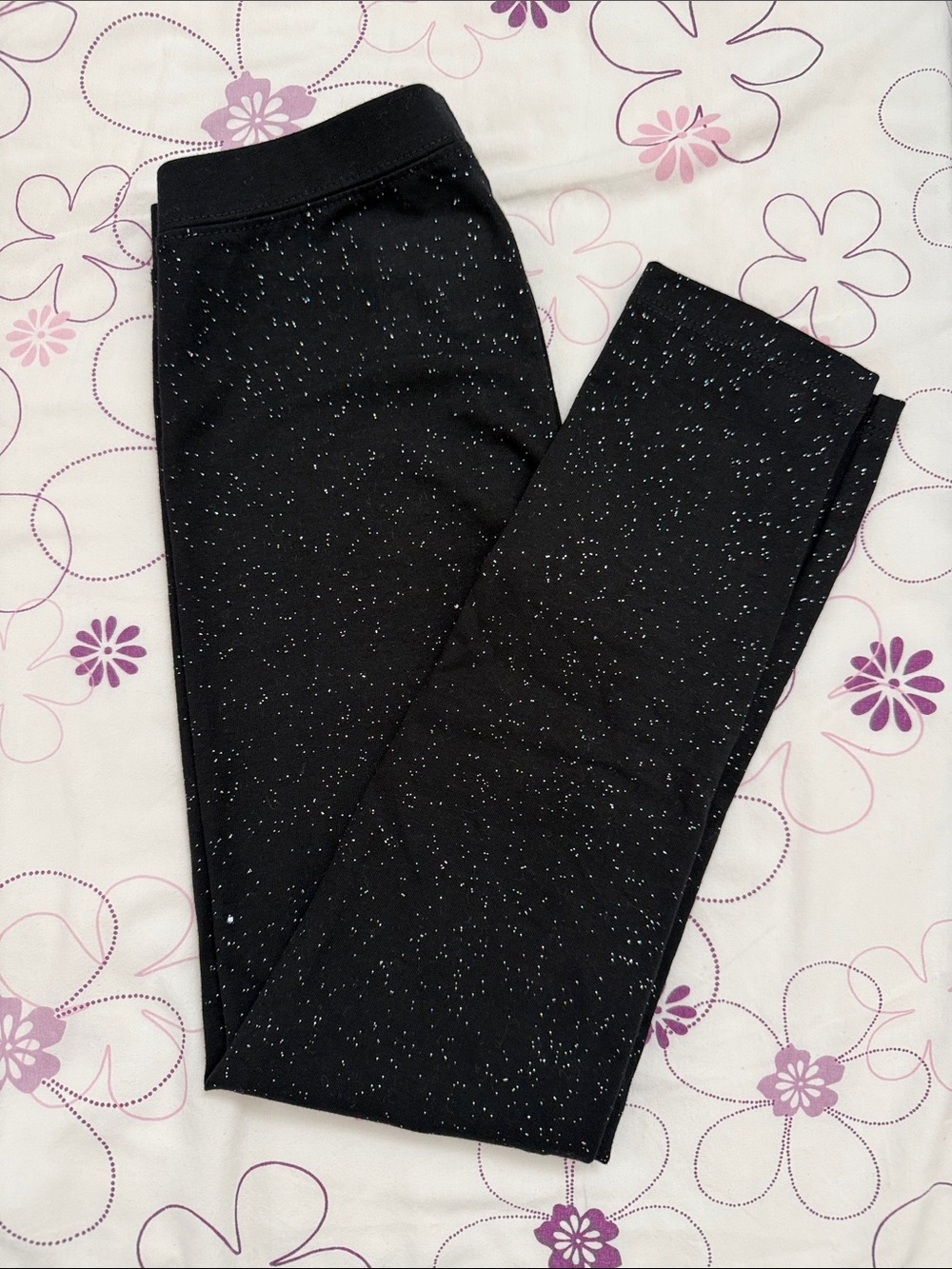 Cat & Jack Black Leggings with Silver Sparkle